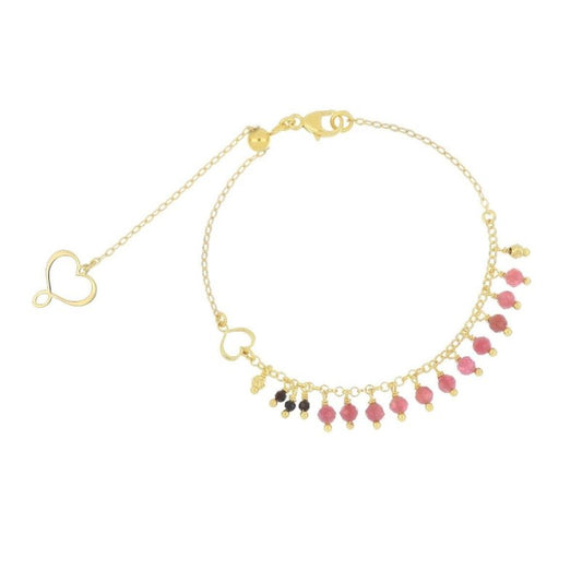 Bracciale Maman et Sophie - Frange con Spinello, Tormalina e Cuore Dorato BPFRATOSP
