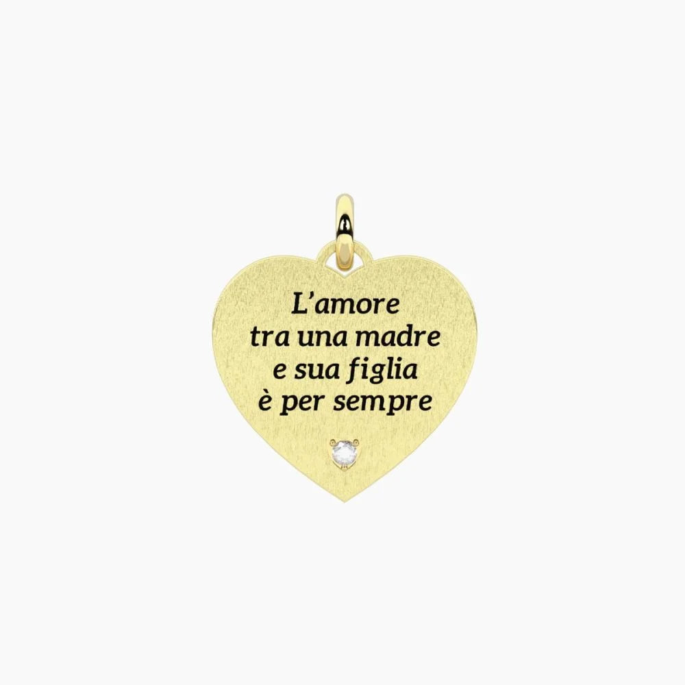 Ciondolo a cuore Kidult By You 741361 in acciaio PVD oro con incisione L'amore tra una madre e sua figlia è per sempre - Alfano Gioielli Palermo.