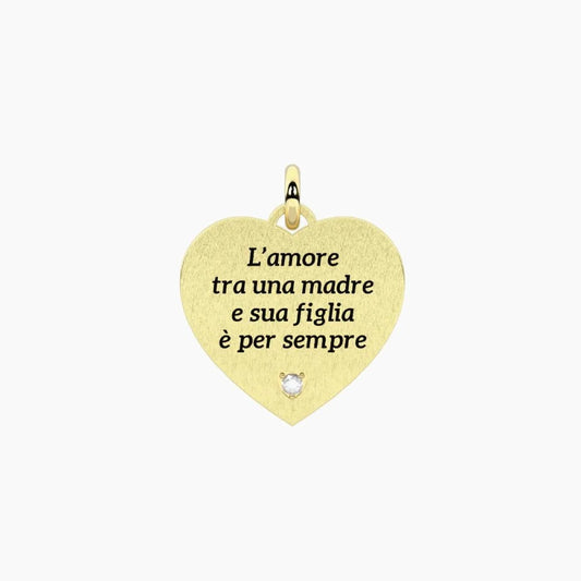 Ciondolo a cuore Kidult By You 741361 in acciaio PVD oro con incisione L'amore tra una madre e sua figlia è per sempre - Alfano Gioielli Palermo.