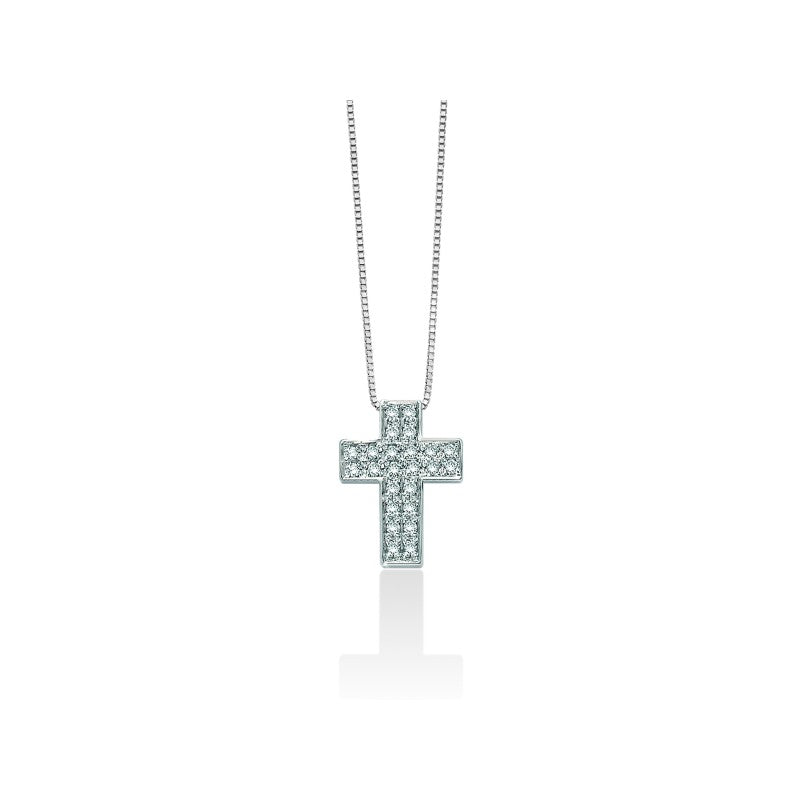 Collana Miluna con Croce in Oro Bianco e Diamanti - CLD3990