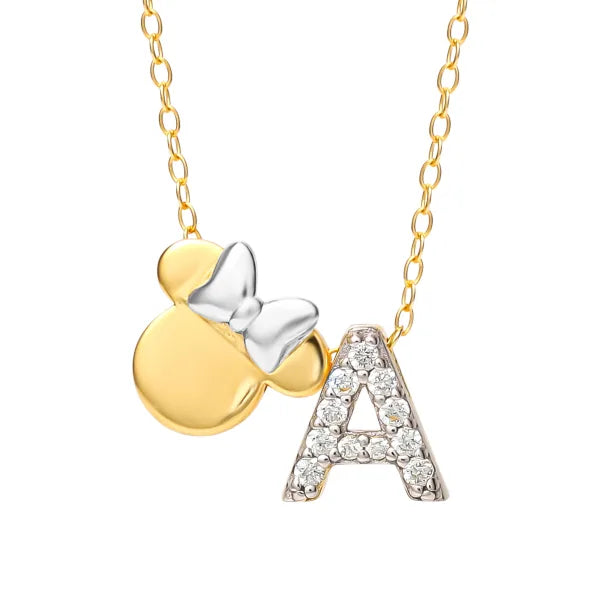 Girocollo Disney Minnie in argento 925 con pavé di zirconi bianchi variante A - Alfano Gioielli Gioielleria Palermo.
