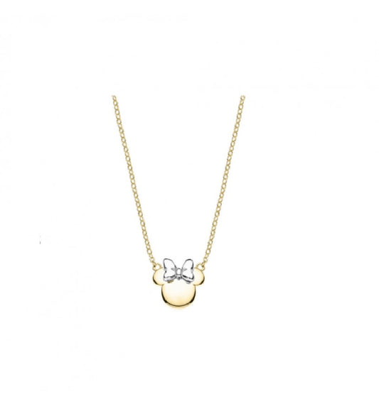 Collana girocollo Disney Minnie in argento 925 con pendente a silhouette ricoperto di zirconi - Alfano Gioielli Gioielleria Palermo.
