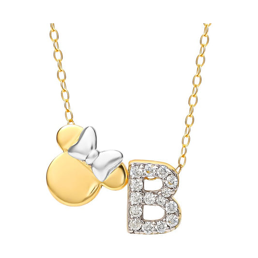 Girocollo Disney Minnie in argento 925 con zirconi bianchi e fiocco rosa variante B - Alfano Gioielli Gioielleria Palermo.