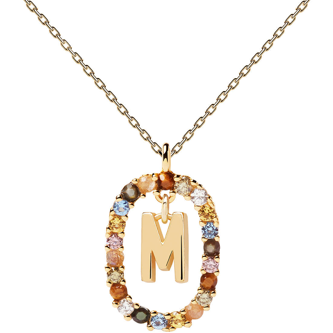 Collana New Letters con Lettera M e Cristalli | PDPaola CO01-272-U