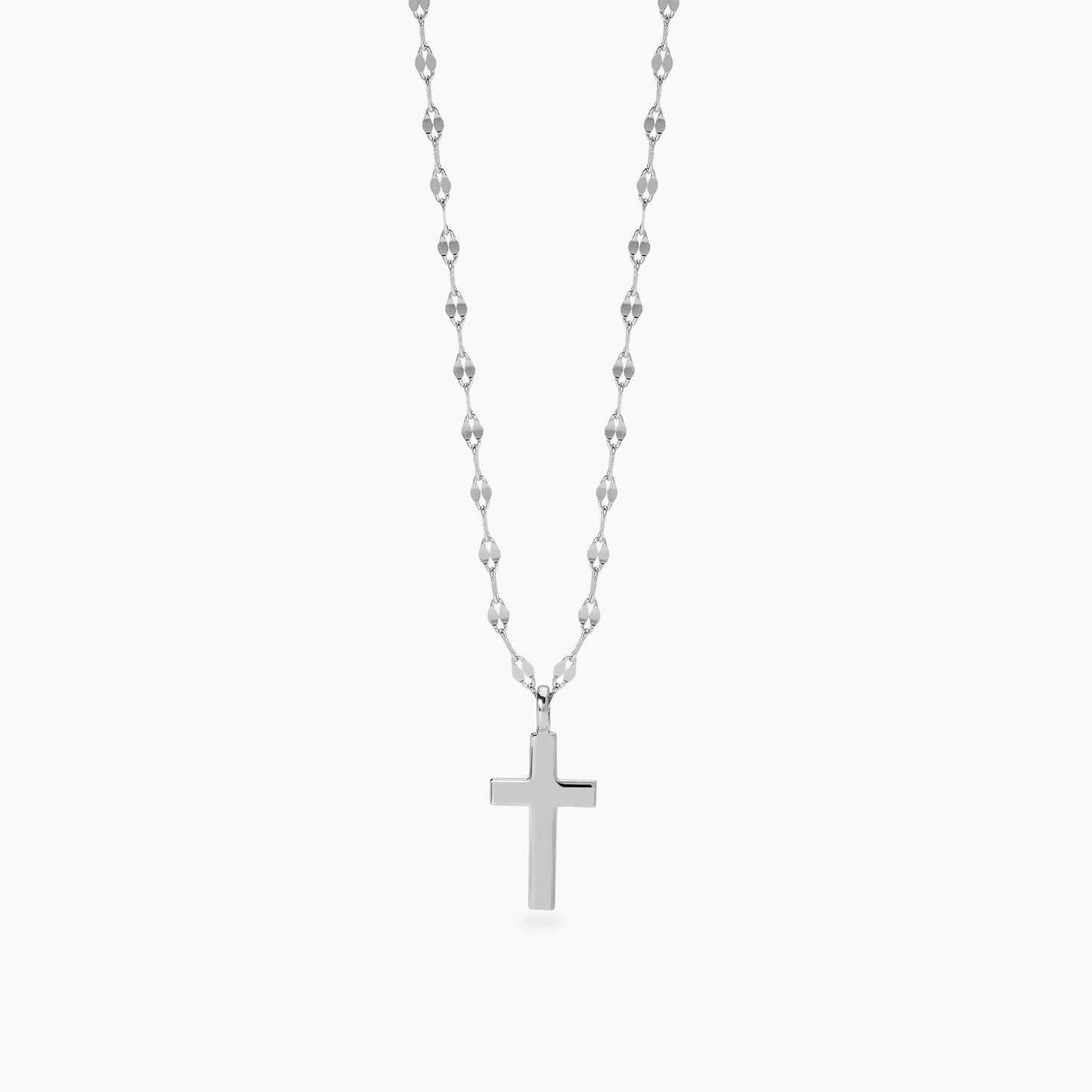 Girocollo femminile Mabina Credi in Me 553890 in argento 925 rodiato con ciondolo a forma di croce e catena fancy - Alfano Gioielli Palermo.