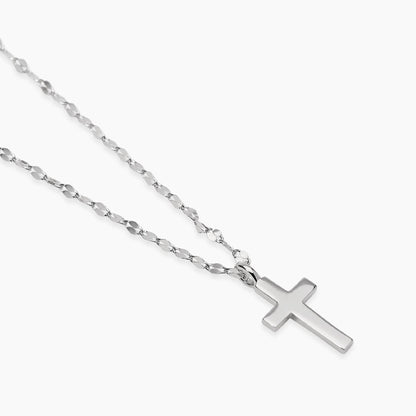 Girocollo femminile Mabina Credi in Me 553890 in argento 925 rodiato con ciondolo a forma di croce e catena fancy - Alfano Gioielli Palermo.