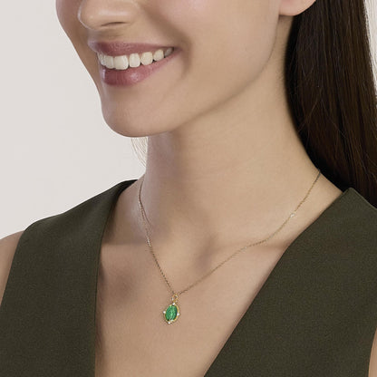 Girocollo da donna Mabina Lady Madonna 553912 in argento placcato oro 18K con ciondolo Madonnina verde e zirconi - Alfano Gioielli Palermo.