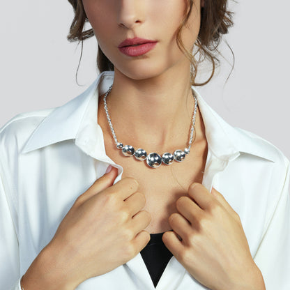 Collana Unoaerre collezione Lux in bronzo argentato con maglie scalari diamantate - Alfano Gioielli Gioielleria Palermo.