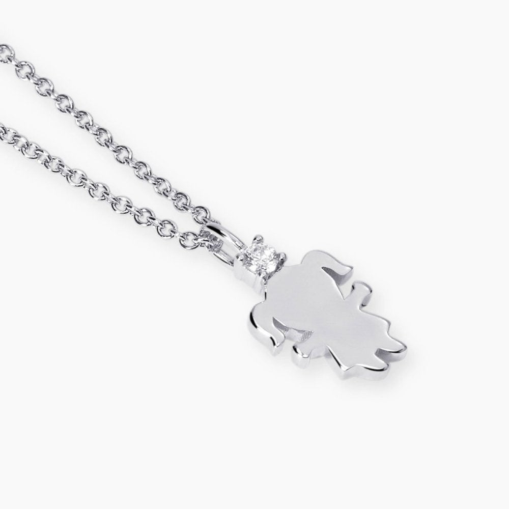 Collana Mabina in argento 925 con pendente punto luce in diamante lab grown taglio brillante a 4 griffe.