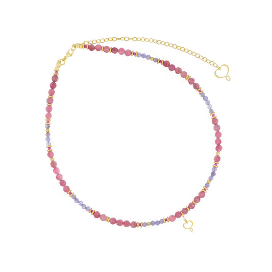 Girocollo a catenina Maman et Sophie in argento 925 dorato con piccole sfere di tormalina rosa naturali - Alfano Gioielli Gioielleria Palermo.