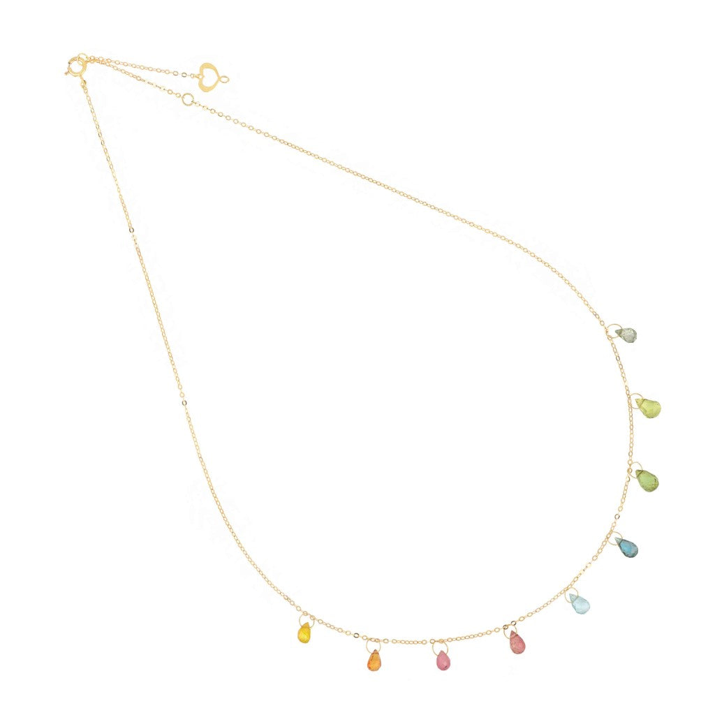 Girocollo Maman et Sophie GCDRPMX in oro giallo 18kt con nove gocce pendenti di pietre preziose naturali multicolore - Alfano Gioielli Palermo.