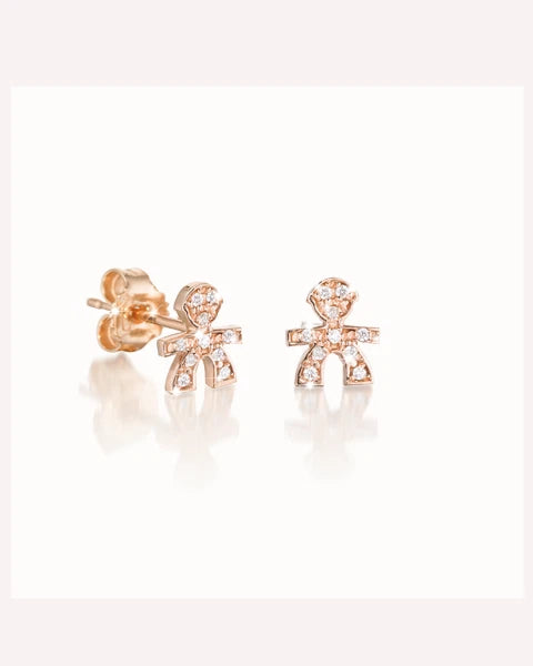 Mono orecchino a lobo leBebé LBB331 sagoma bimbo in oro bianco 18kt con pavé di diamanti - Alfano Gioielli Gioielleria Palermo.