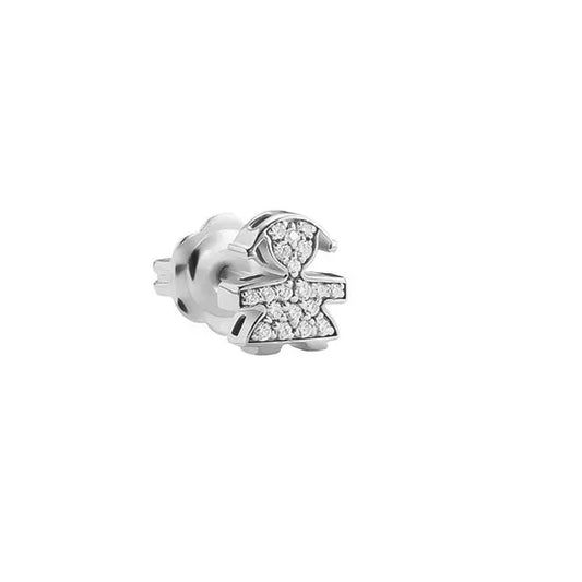 Mono orecchino a lobo leBebé LBB955 sagoma bimba in oro bianco 18kt con pavé di diamanti - Alfano Gioielli Gioielleria Palermo.