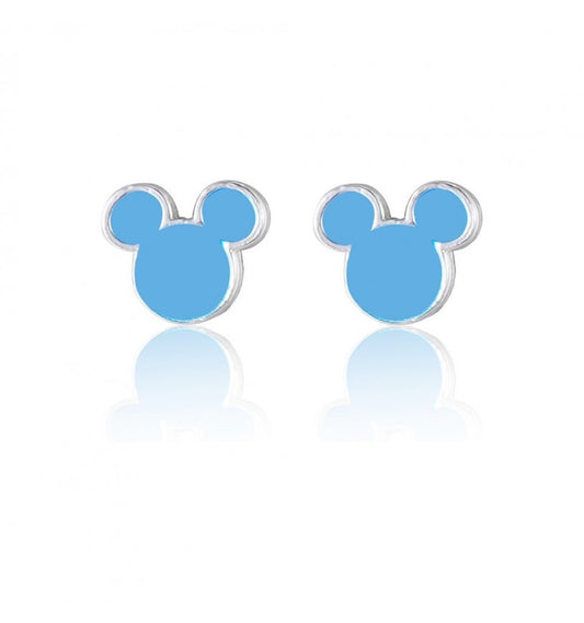Orecchini Bambina Disney Mini Mickey Mouse in Argento 925 con Smalto Azzurro - ES00105SL.CS