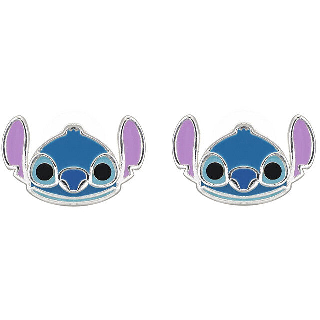 Coppia di orecchini pendenti in argento 925 Disney Stitch a figura intera con dettagli smaltati - Alfano Gioielli Gioielleria Palermo.
