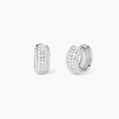 Orecchini a cerchietto Mabina Great 563982 in argento 925 rodiato con pavé di zirconi bianchi - Alfano Gioielli Palermo.