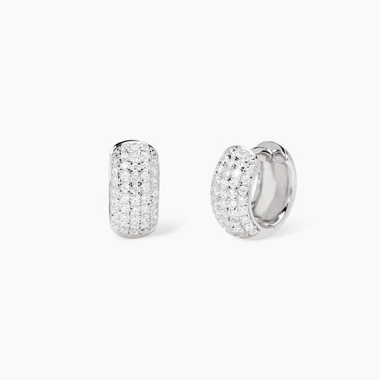 Orecchini a cerchietto Mabina Great 563982 in argento 925 rodiato con pavé di zirconi bianchi - Alfano Gioielli Palermo.