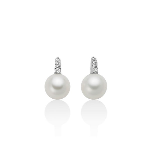 Orecchini Miluna con Perle e Brillanti - Oro Bianco 18kt- PER2802