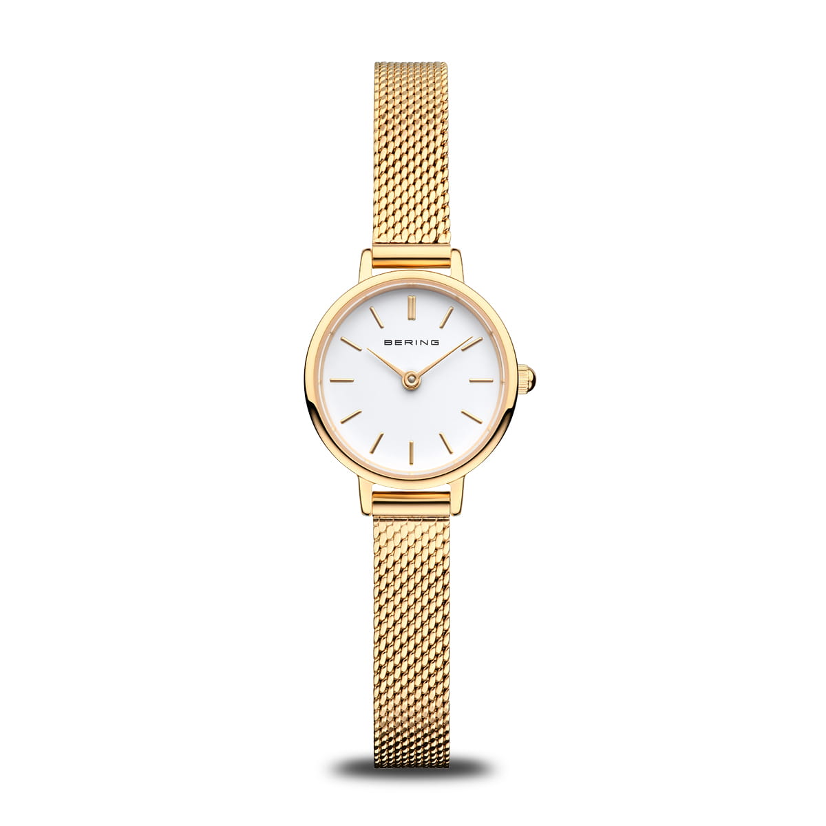 Orologio da donna Bering Classic 11022-334 in oro giallo con cinturino maglia milano e quadrante bianco - Alfano Gioielli Gioielleria Palermo.