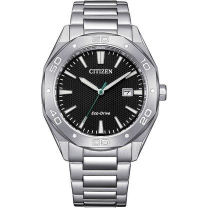 Orologio Citizen maschile Active Sport BM7631-52E con carica luce Eco-Drive, quadrante nero e bracciale in acciaio - Alfano Gioielli Gioielleria Palermo.
