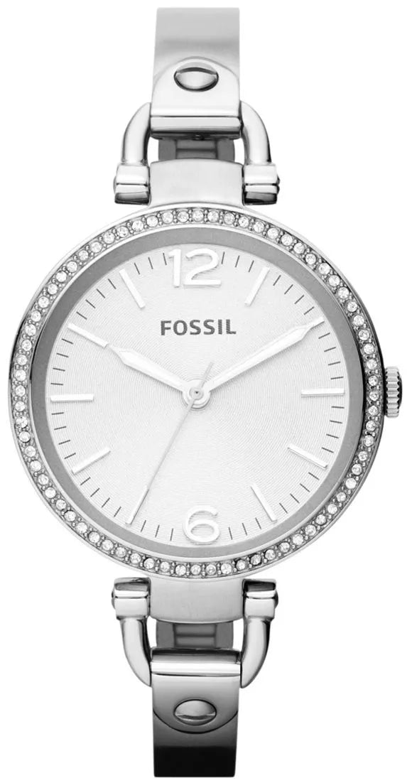 Orologio femminile Fossil Georgia ES3225 in acciaio con bracciale sottile e quadrante argento - Alfano Gioielli Gioielleria Palermo.