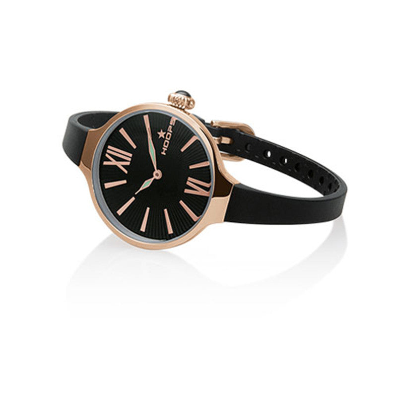 Orologio femminile Hoops collezione Chérie Midi Gold con finitura oro giallo e quadrante nero lucido - Alfano Gioielli Gioielleria Palermo.