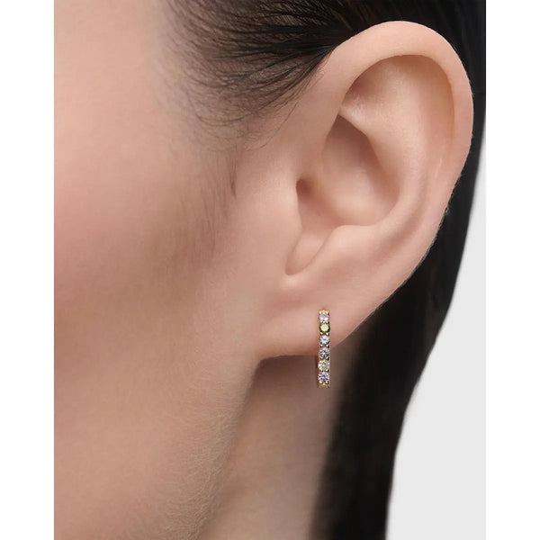 Orecchini a lobo PDPaola Oda in argento dorato 18K con design organico e zirconi multicolore incastonati - Alfano Gioielli Gioielleria Palermo.
