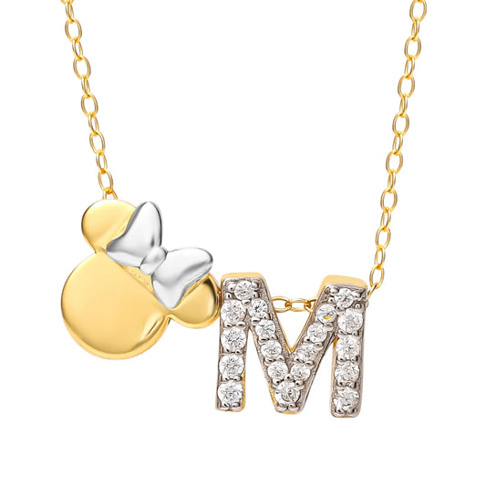 Disney Collana Lettera M con decorazione Mickey Mouse NS00061TZWL-M.CS – Argento 925 Sterling rodiato | Alfano Gioielli Palermo