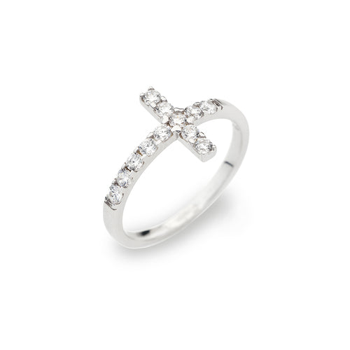 Anello Donna Amen ACOBB - Argento 925 con Croce e Zirconi - Collezione Rosari