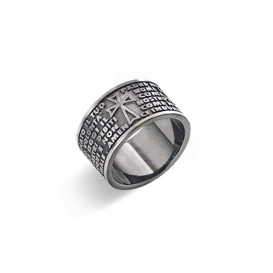 Anello Unisex Amen PNB925-24 - Padre Nostro in Argento Brunito