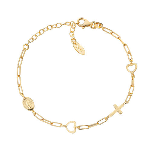 Bracciale Donna Amen BRCACRMIG3 in Argento 925 Dorato con Madonnina e Croce