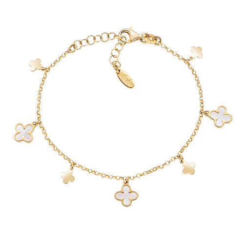 Bracciale Donna Amen BRFIMPGB1 - Argento Dorato con Fiori di Madreperla