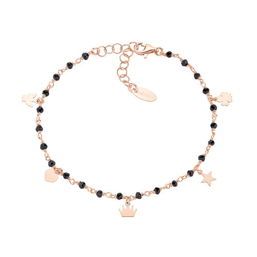Bracciale Donna Amen BRLAMELRN - Argento Rosè e Cristalli Neri con Perline