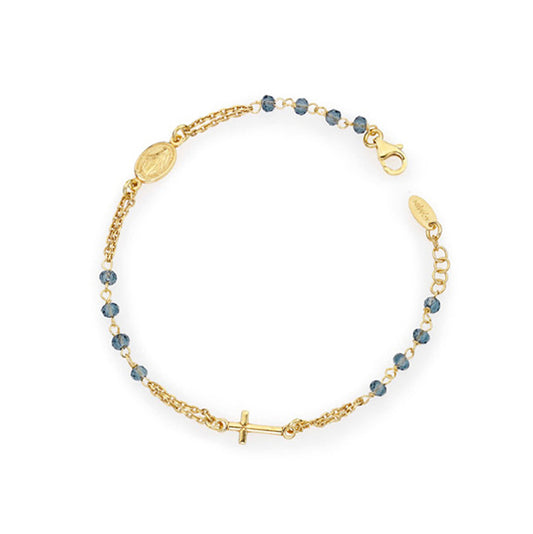 Bracciale Donna Amen Rosari BROGBL3 - Argento Dorato e Cristalli Blu