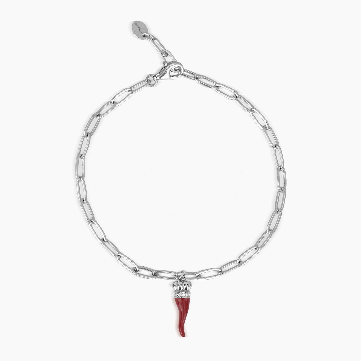 Bracciale Mabina 533442 - Charm Portafortuna Cornetto in Argento con Smalto e Zirconi