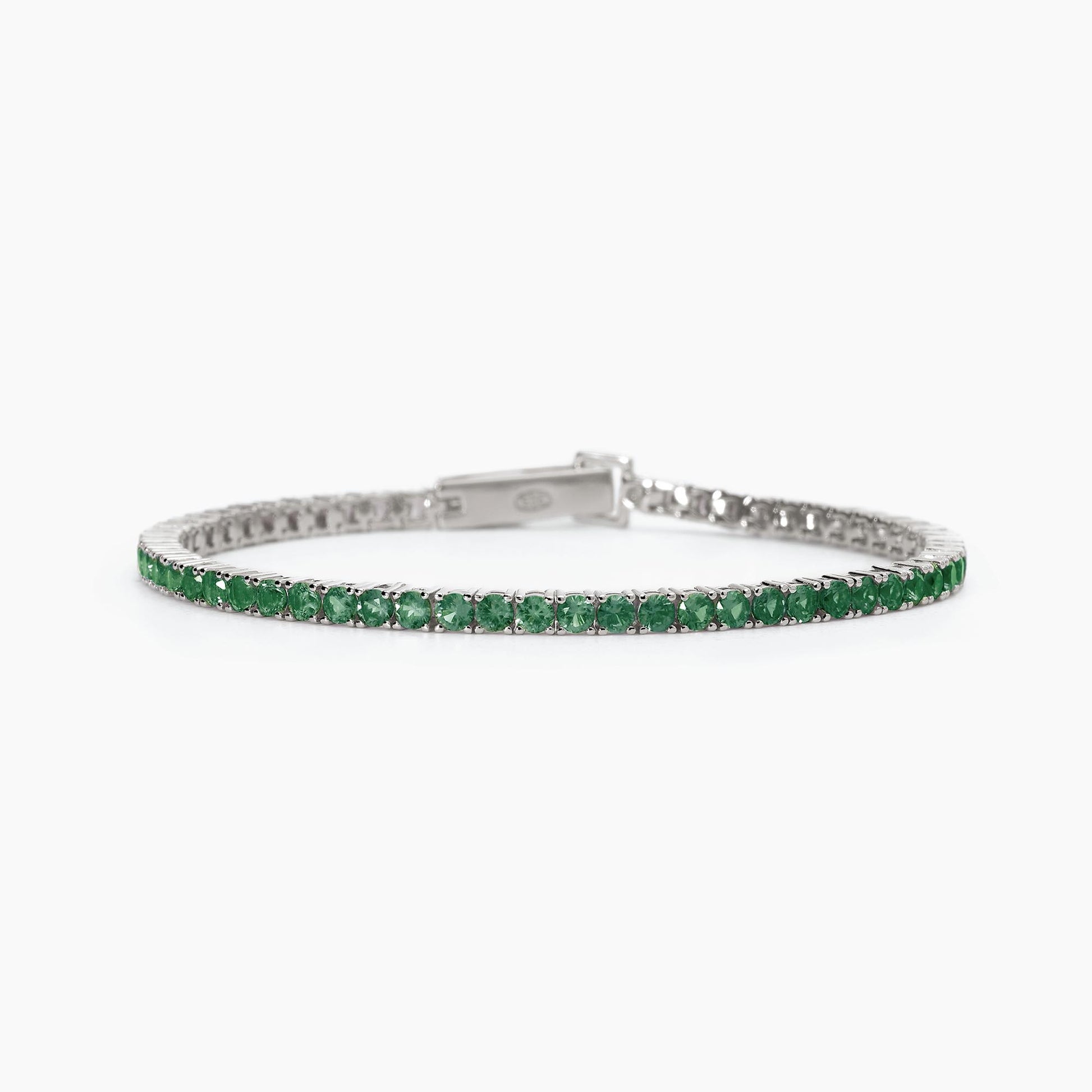 Bracciale Tennis in Argento Rodiato con Smeraldo Sintetico - Mabina Gioielli 533668
