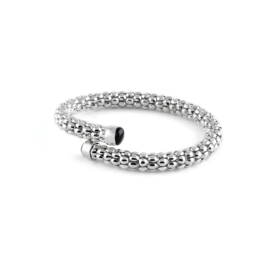 Bracciale Unoaerre Rigido Contrariè Pop Corn Argentato con Dettagli Neri 1608