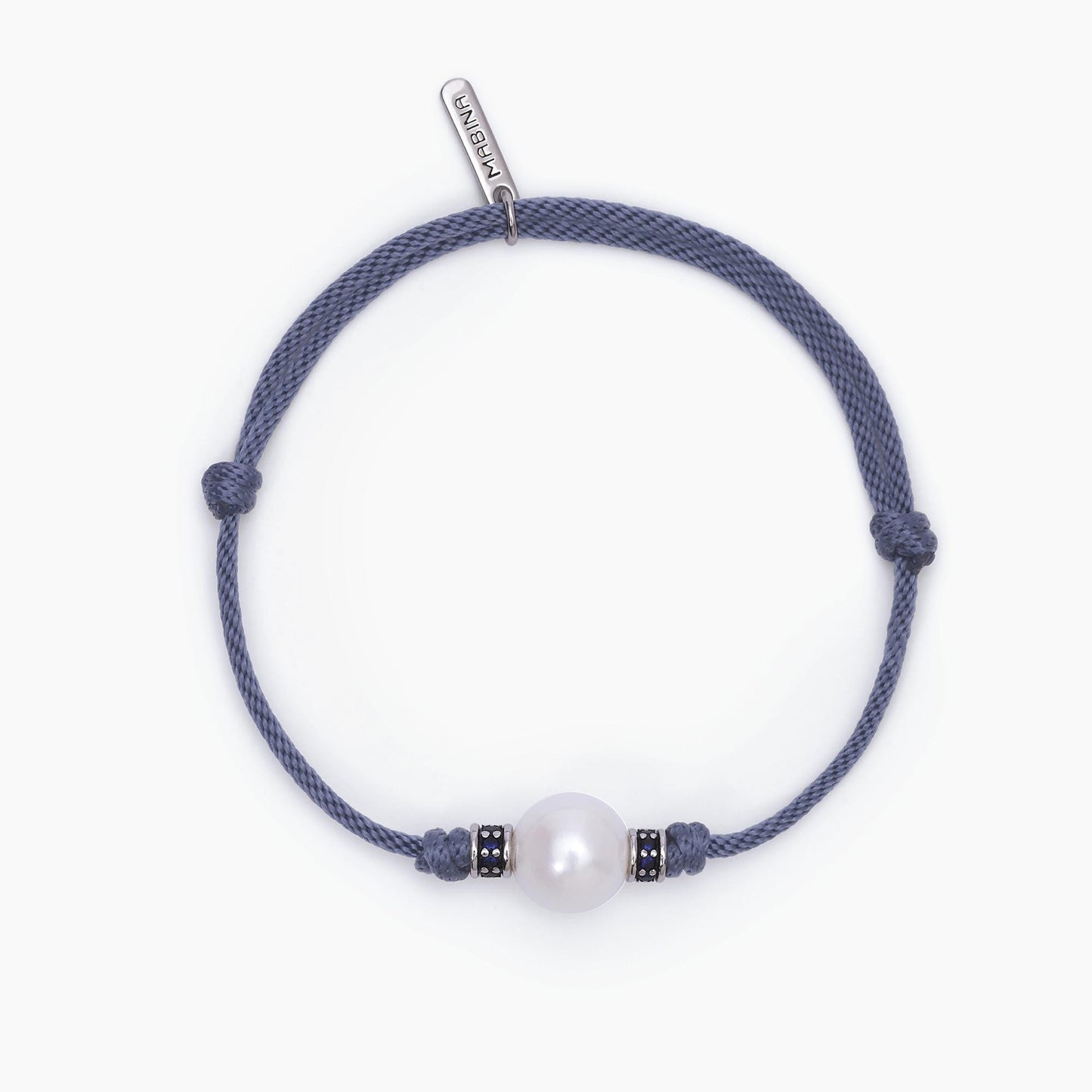 Bracciale Uomo in Argento con Perla Bianca e Zirconi Blu Mabina Gioielli 533719