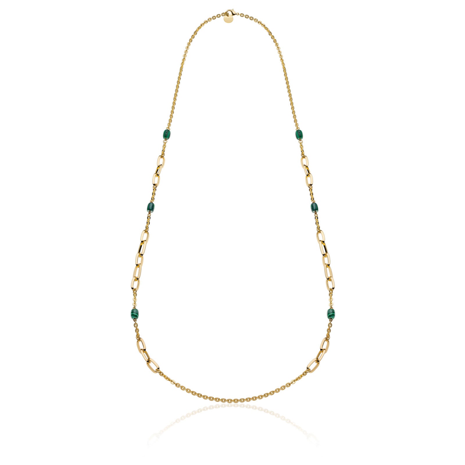 Collana Unoaerre Lunga Essenza Dorata con Malachite Verde 2198
