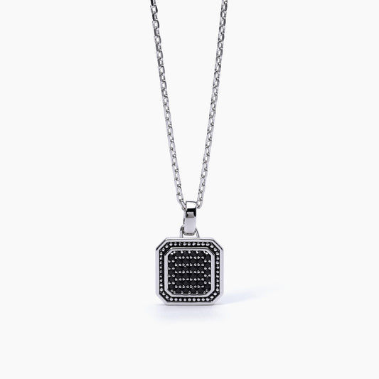 Collana Uomo in Argento con Ciondolo Ottagonale e Zirconi Neri Mabina Gioielli 553483