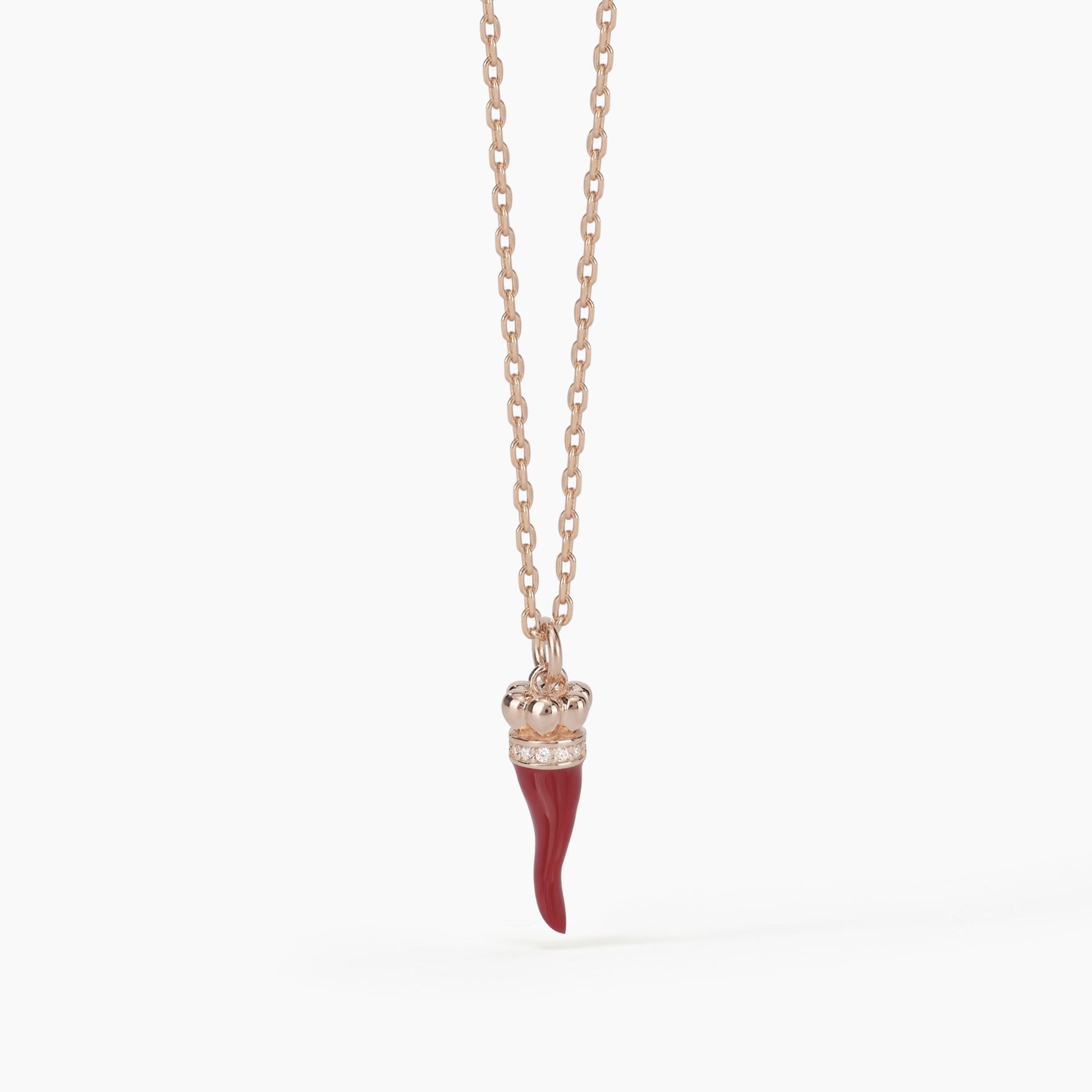 Girocollo Mabina 553389 - Charm Portafortuna Cornetto in Argento Placcato Oro Rosa
