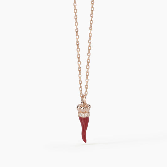 Girocollo Mabina 553389 - Charm Portafortuna Cornetto in Argento Placcato Oro Rosa