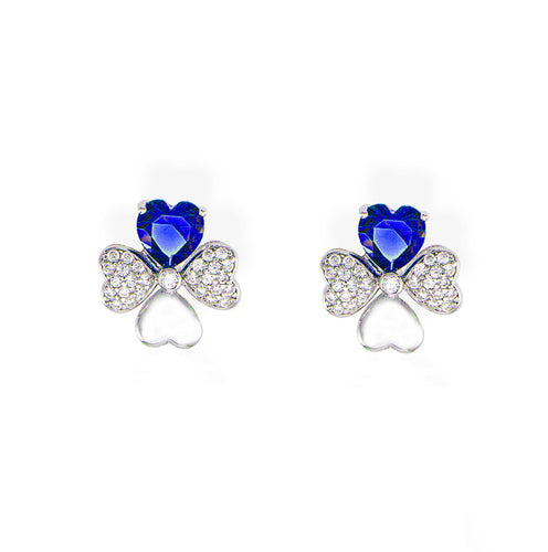 Orecchini Donna Amen EQUBBL in Argento con Zirconi Bianchi e Blu