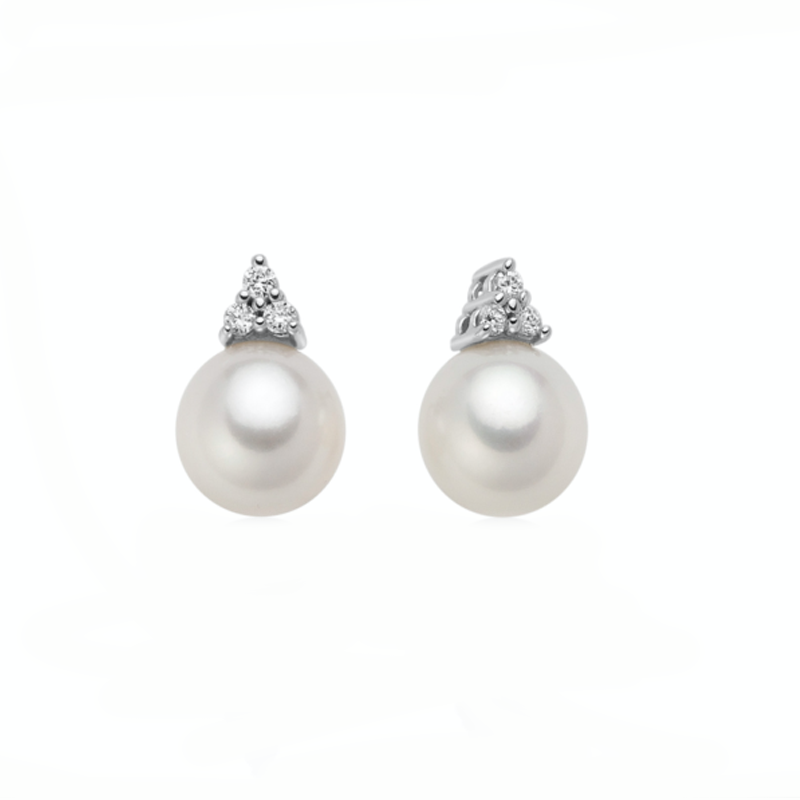 Orecchini Donna in Oro Bianco 18kt con Diamanti e Perle Bianche Miluna - PER2591