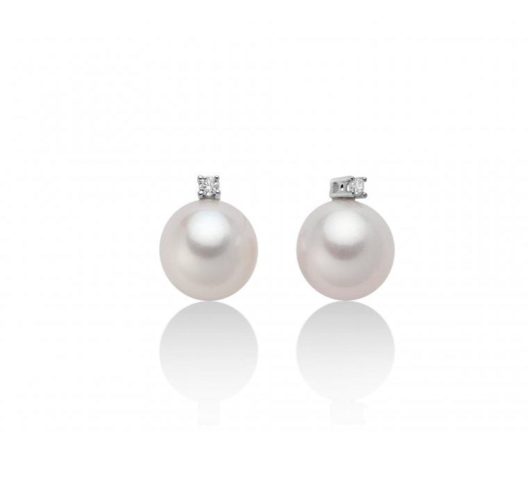 Orecchini Donna in Oro Bianco 18kt con Diamanti e Perle Miluna - PER2303