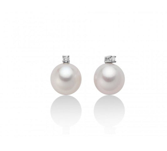 Orecchini Donna in Oro Bianco 18kt con Diamanti e Perle Miluna - PER2303