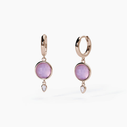 Orecchini Mabina 563587 - Eleganza in Argento Placcato Oro Rosa con Giada Lavanda