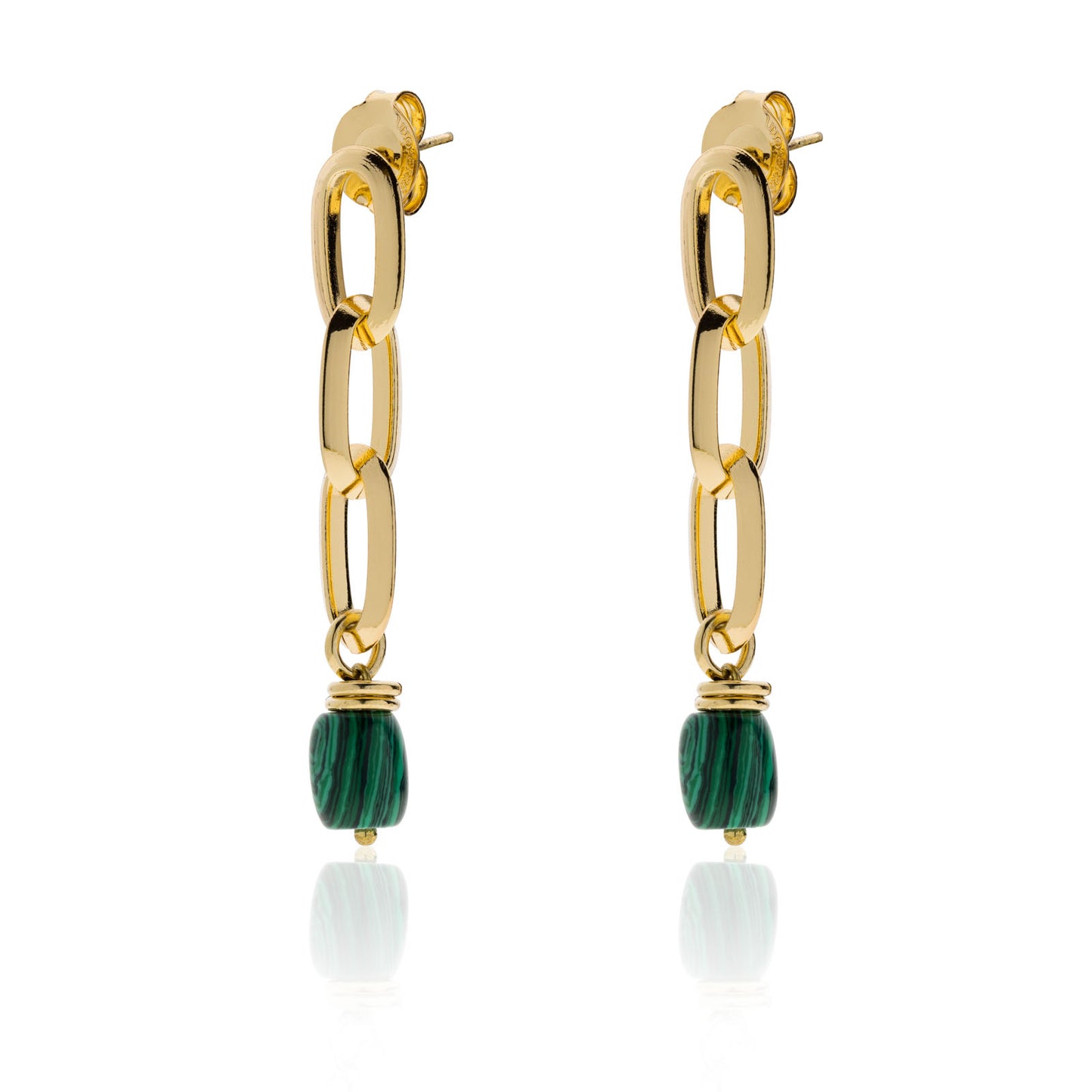 Orecchini Unoaerre Essenza Dorati con Malachite Verde 2200
