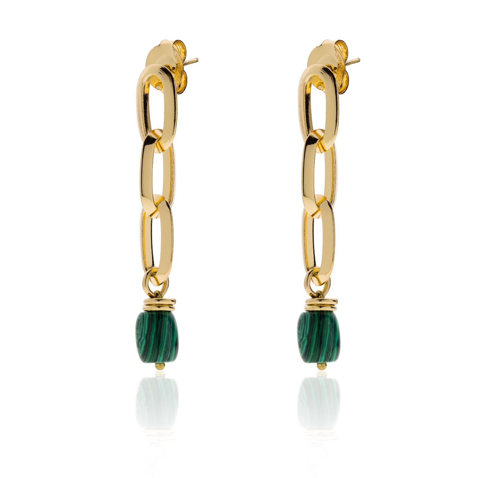 Orecchini Unoaerre Essenza Dorati con Malachite Verde 2200